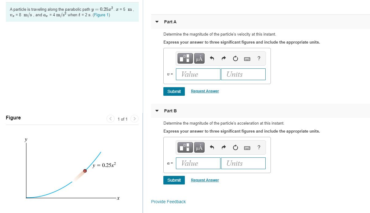 Solved A particle is traveling along the parabolic path | Chegg.com