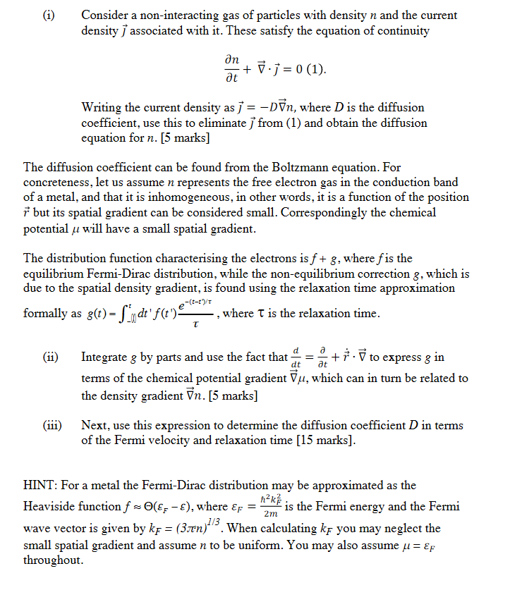 Solved (1) Consider A Non-interacting Gas Of Particles With | Chegg.com