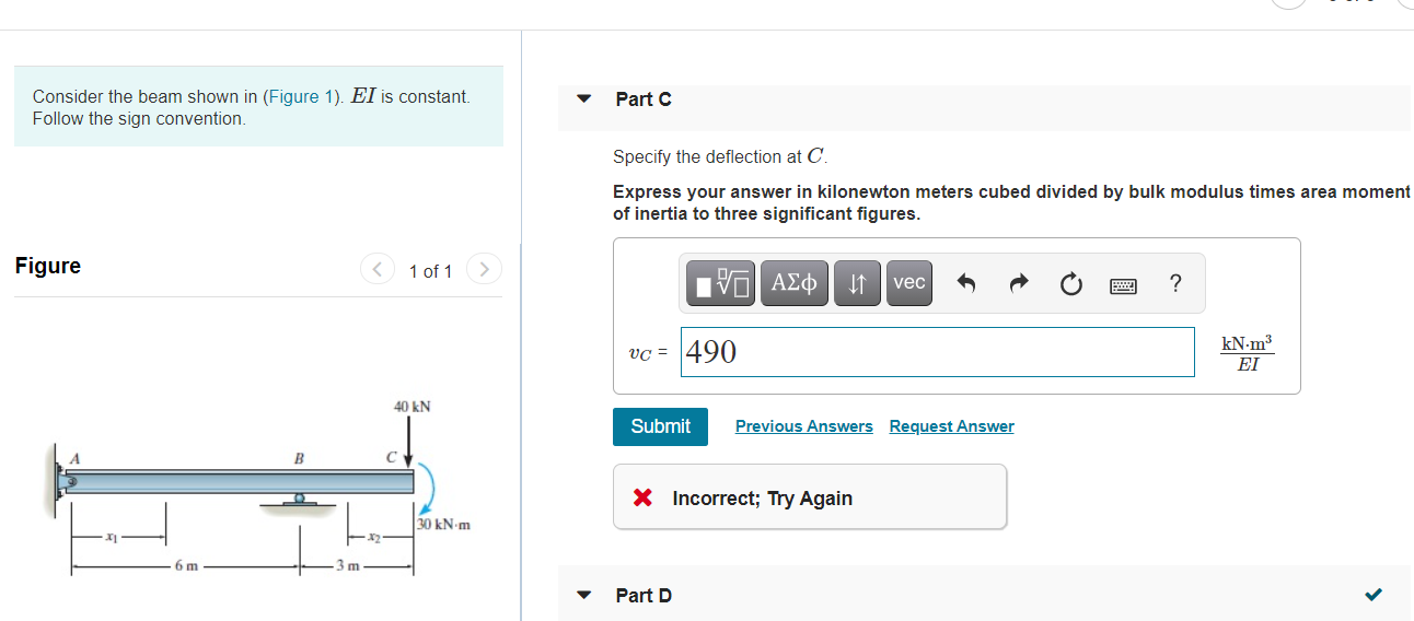 Solved Consider the beam shown in (Figure 1). El is | Chegg.com