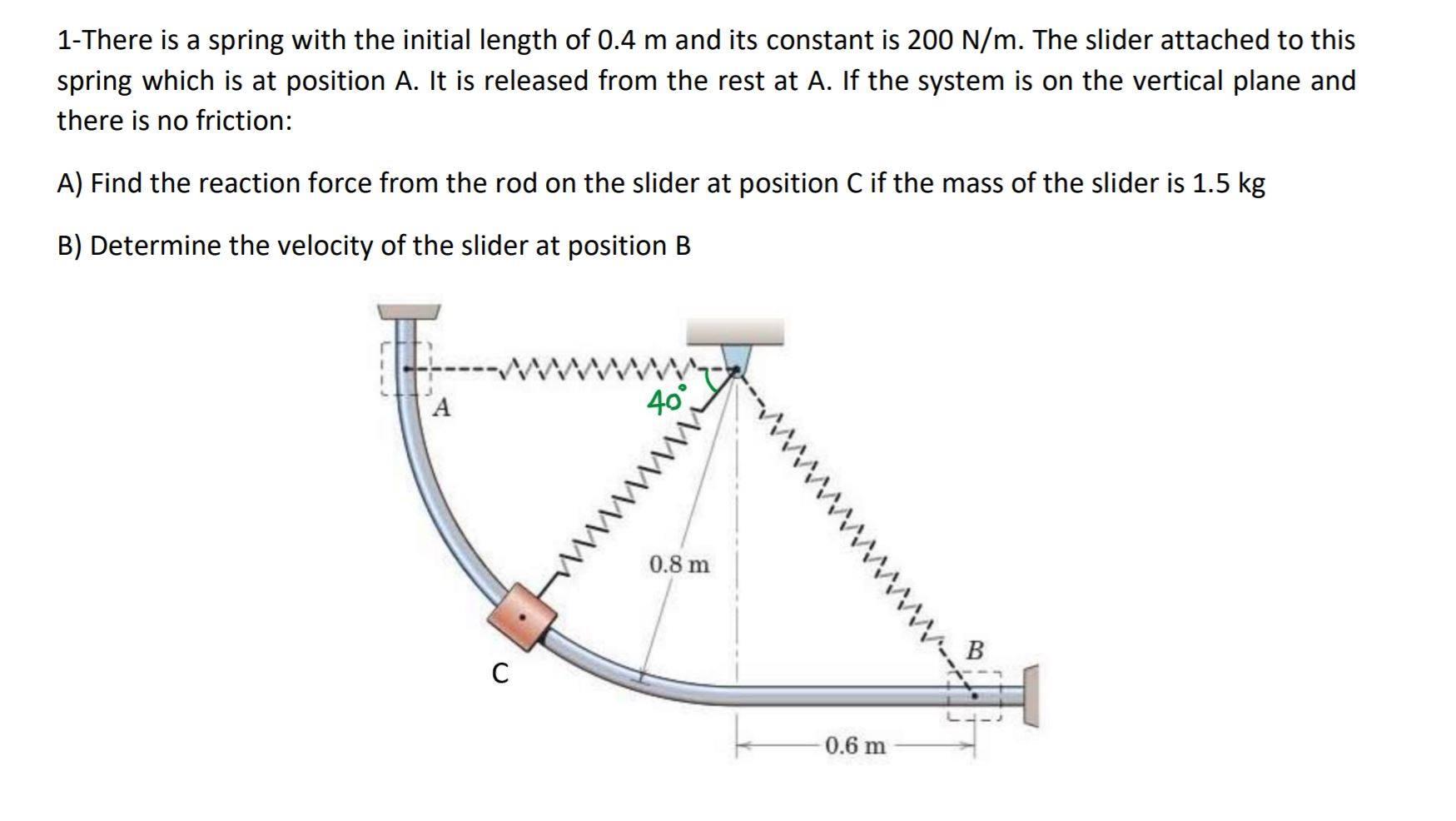 Solved 1-There is a spring with the initial length of 0.4 m | Chegg.com