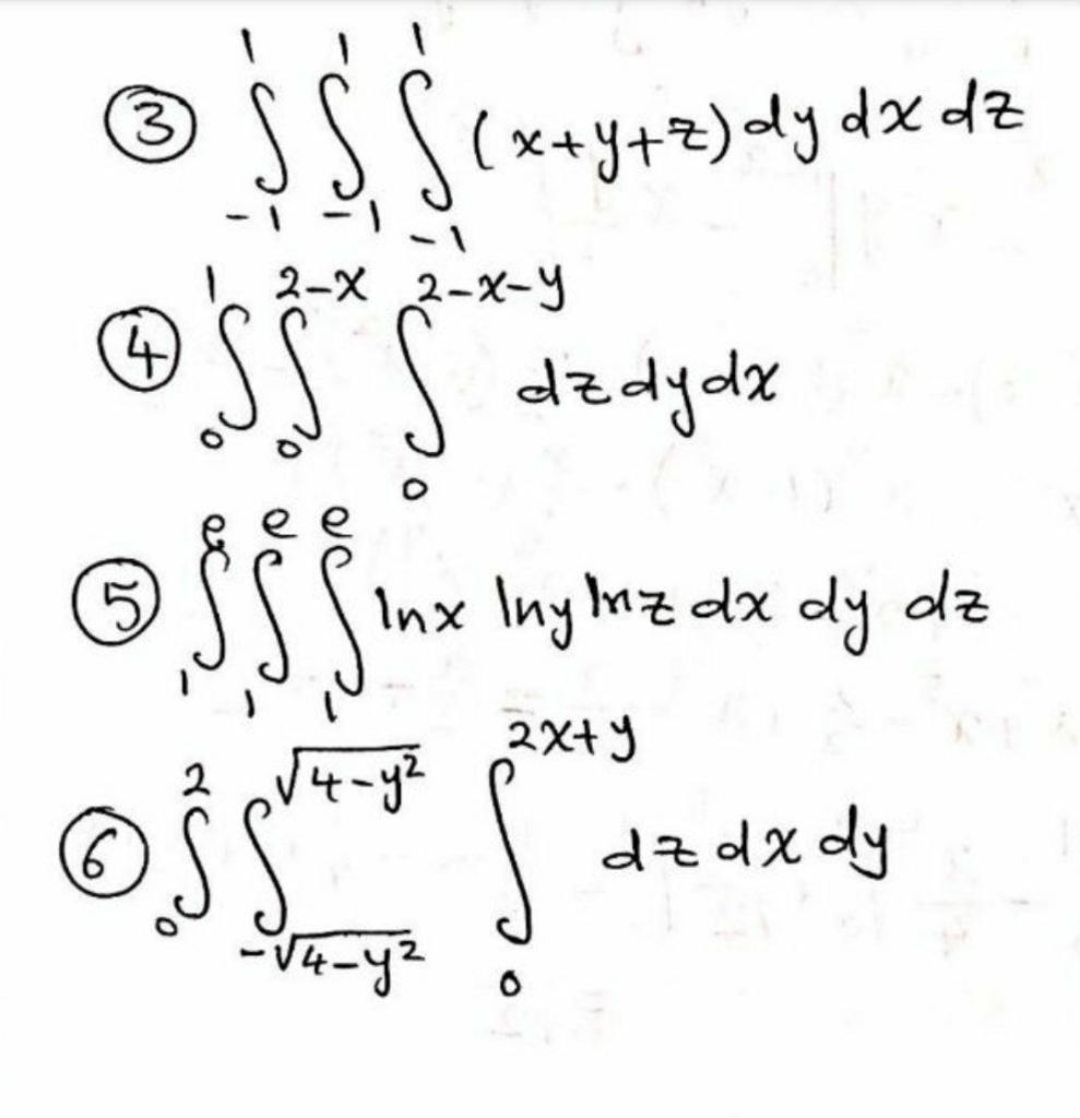 Solved 3 $$$ Scx+y+z) dy dx dz 12- 2-3-Y B'S S S dzdydz وا | Chegg.com