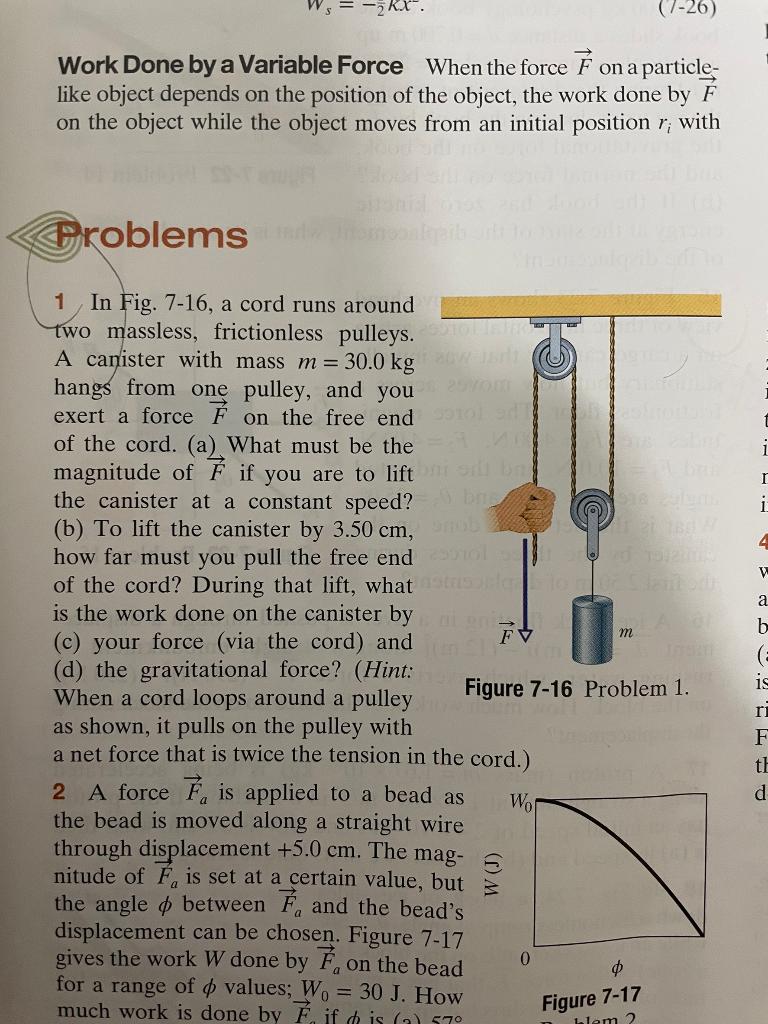 Solved (7-26) Work Done by a Variable Force When the force F | Chegg.com
