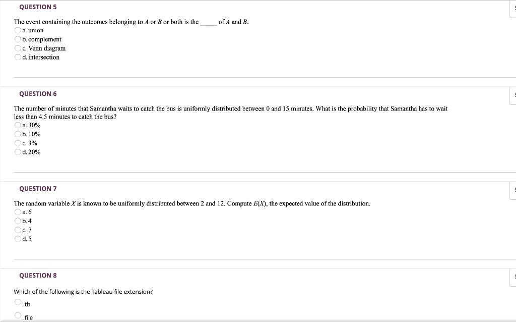 Solved Question 5 Of A And B The Event Containing The 7933