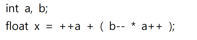Solved int a, b; float x = ++a + + ( b-- * a++ ); | Chegg.com