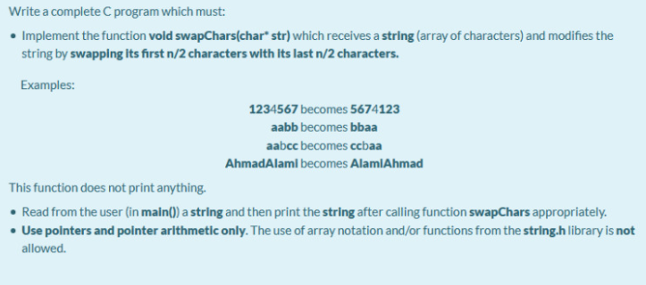 Solved Write a complete C program which must: • Implement | Chegg.com