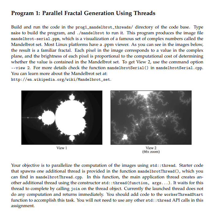 Solved Program 1: Parallel Fractal Generation Using Threads | Chegg.com