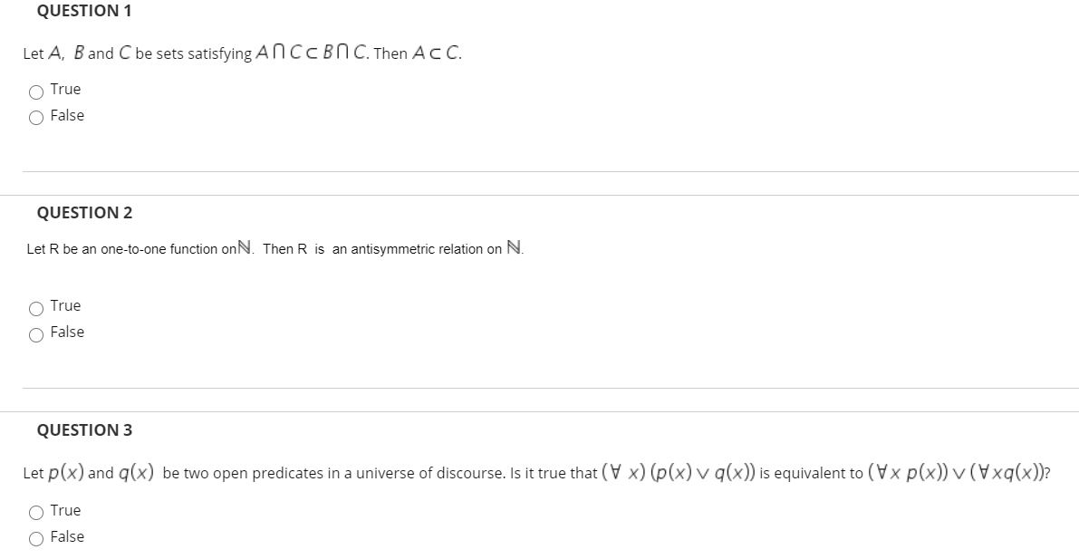 Question 1 Let A B And C Be Sets Satisfying Anccbn Chegg Com