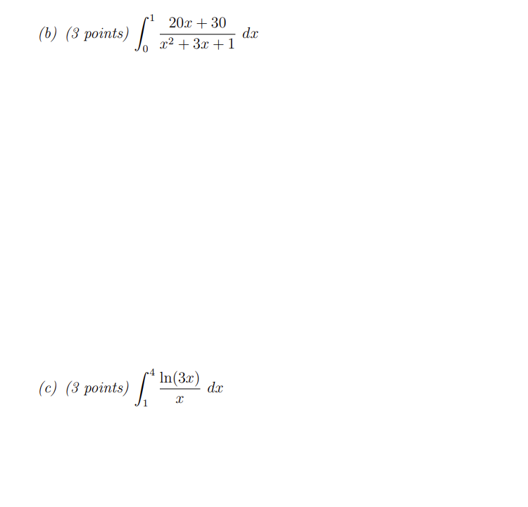 Solved Question 1 (9 points) For the following integrals, | Chegg.com