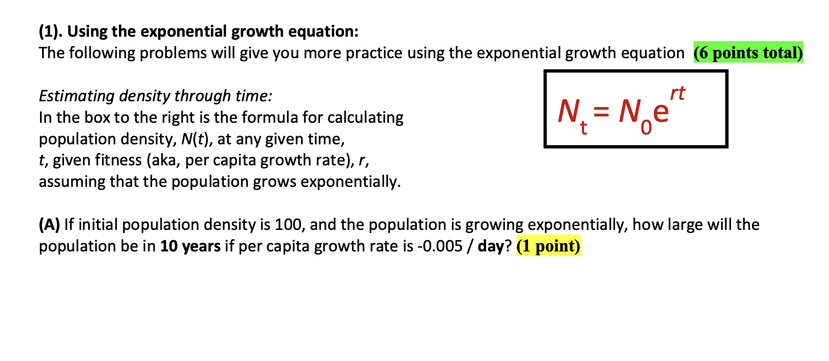 exponential population growth equation