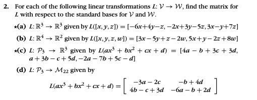 Solved 2. For each of the following linear transformations L | Chegg.com