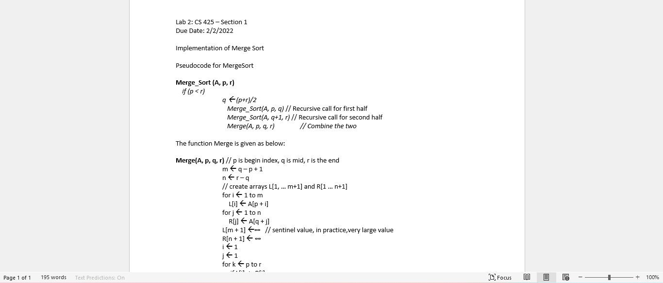 Solved Lab 2: CS 425-Section 1 Due Date: 2/2/2022 | Chegg.com