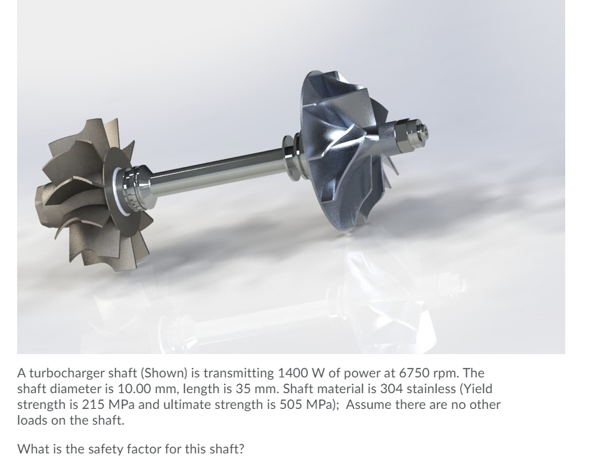 Solved A turbocharger shaft (Shown) is transmitting 1400 W