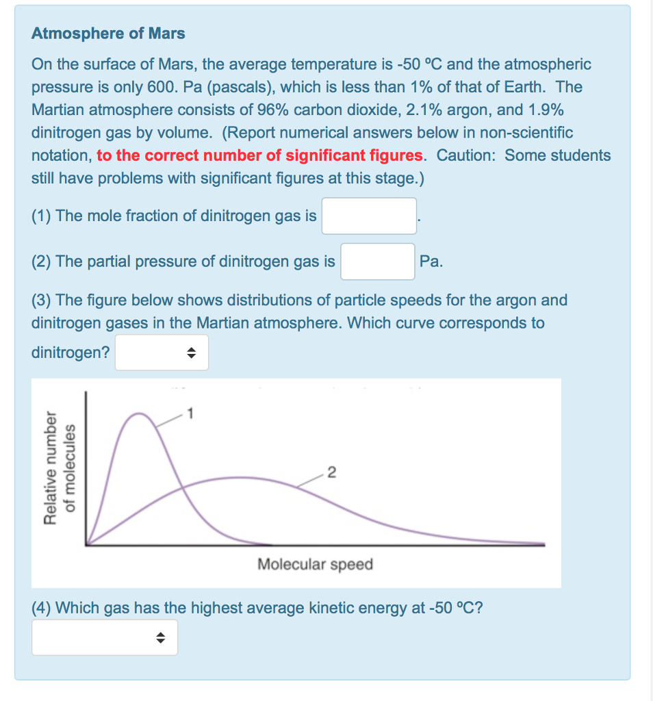 Solved Atmosphere of Mars On the surface of Mars, the
