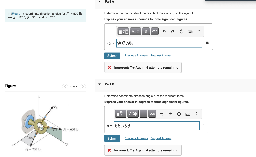 Solved Part A In (Figure 1), coordinate direction angles for | Chegg.com