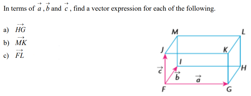 Solved In terms of a,b and c, find a vector expression for | Chegg.com