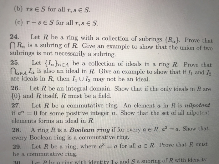 Solved (b) Rs S For All R, S E S (c) T-se S For All R, SES | Chegg.com