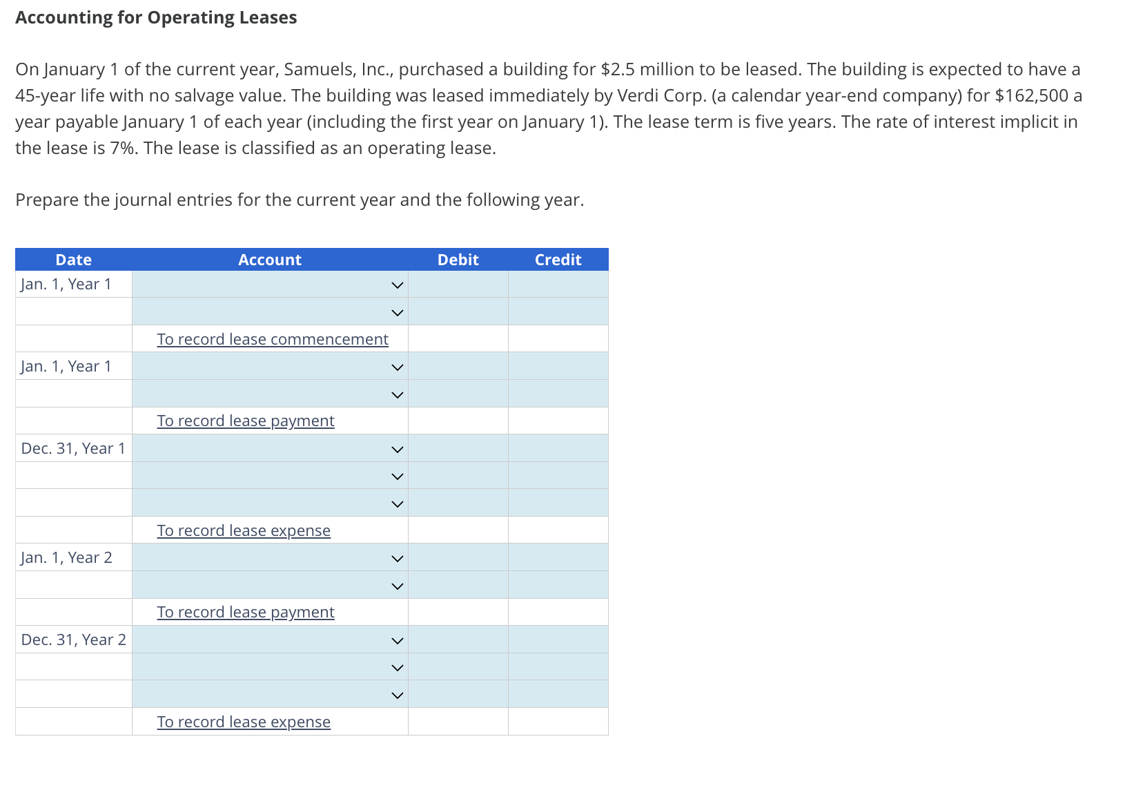 Solved Accounting for Operating LeasesOn January 1 ﻿of the | Chegg.com