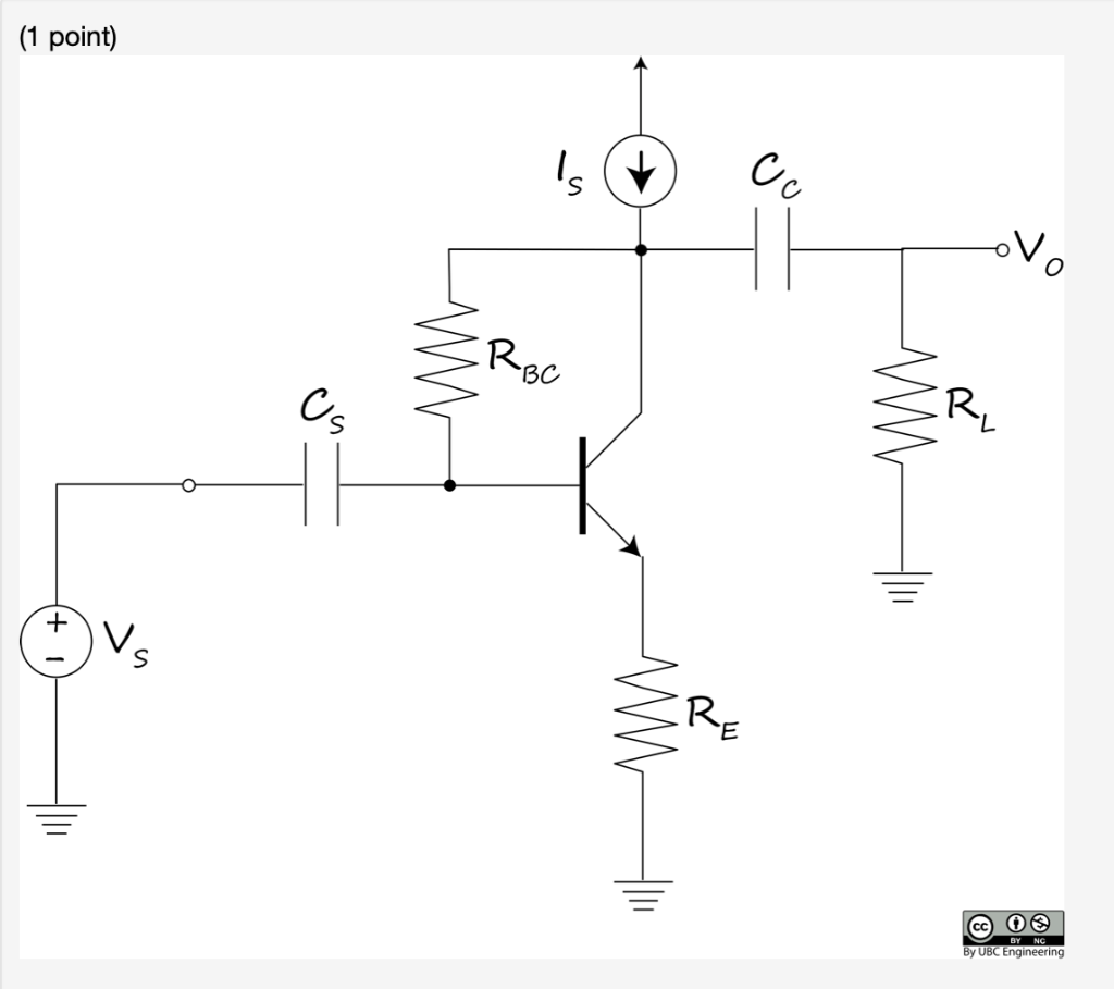 Solved For the given circuit, IS=2A, RBC=2500Ω, RE=500Ω, | Chegg.com