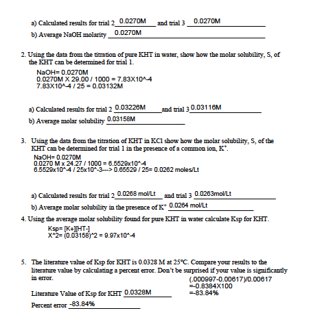 Solved 6 Compare The Molar Solubility Of Kht In Pure Wat Chegg Com