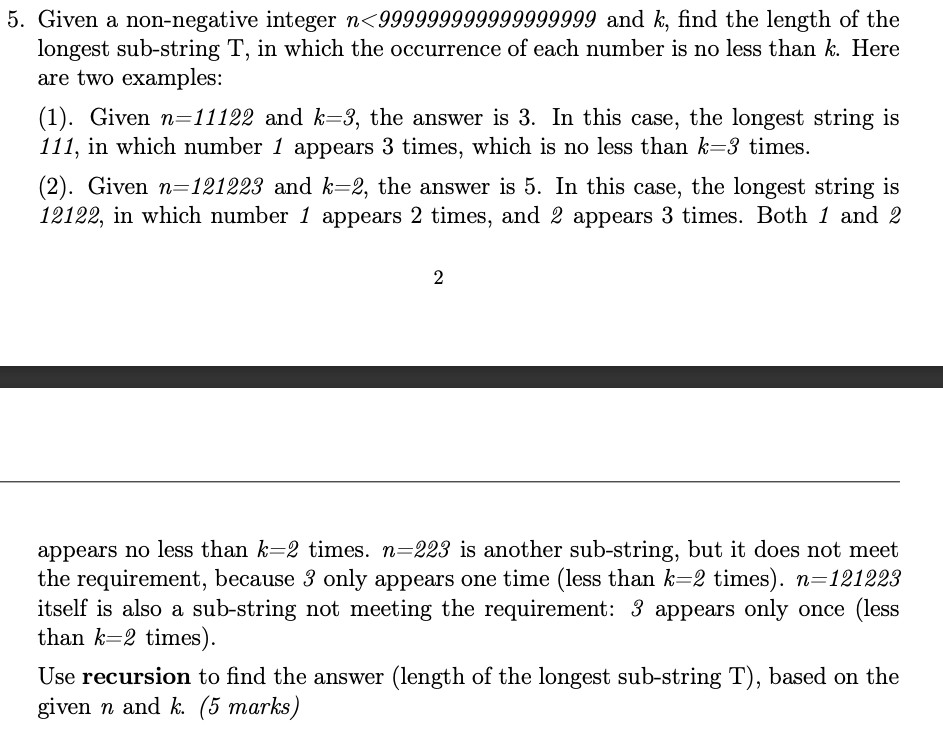 Solved 5. Given a non-negative integer n