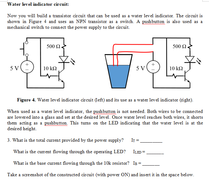Solved Water level indicator circuit: Now you will build a | Chegg.com