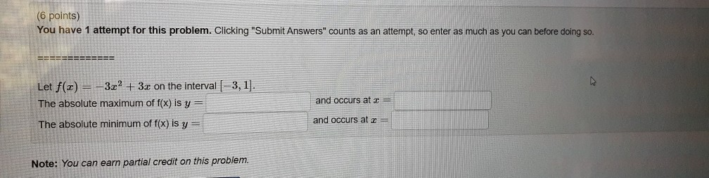 Solved (6 points) You have 1 attempt for this problem. | Chegg.com