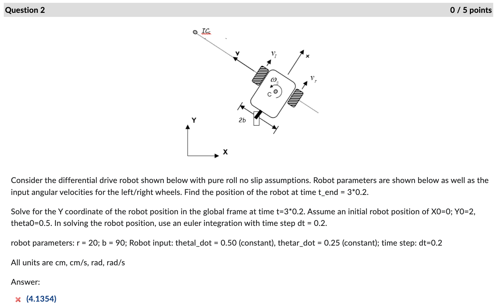 1) Differential Drive Robot - no slip: Assumptions: | Chegg.com
