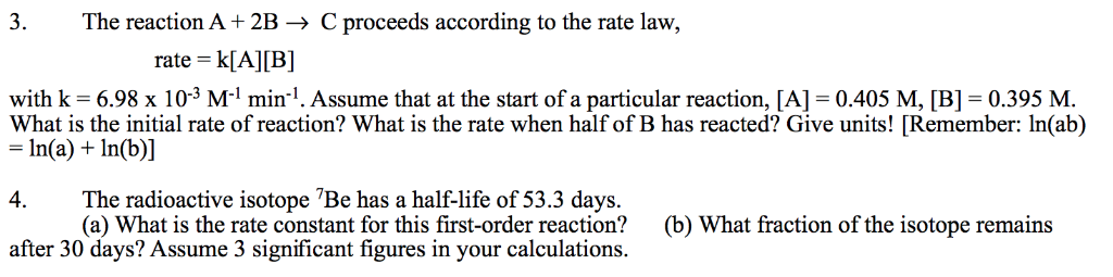 Solved The reaction A + 2B -> C proceeds according to the | Chegg.com