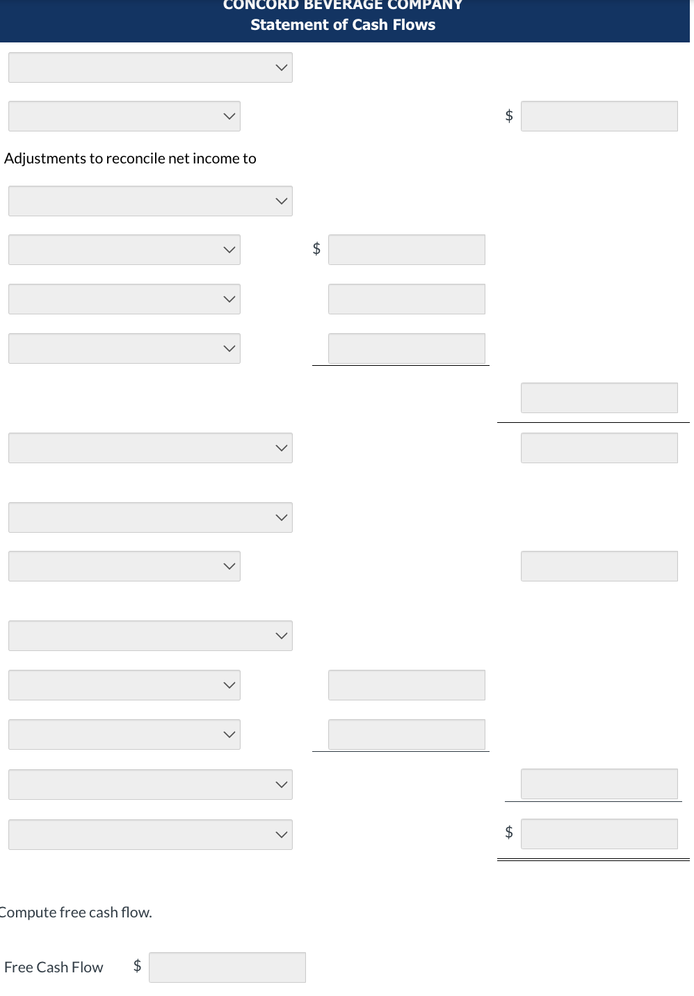 Solved Concord Beverage Company reported the following items