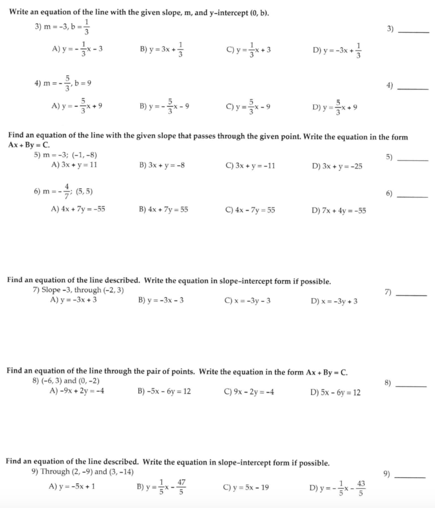 Solved Write an equation of the line with the given slope, | Chegg.com