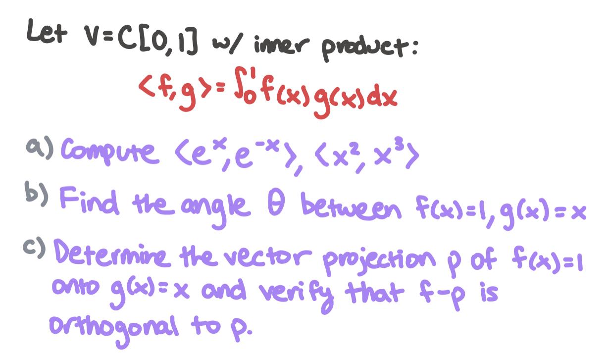 Solved Let V C 0 1 W Imer Product Sf X G X Dx A Co Chegg Com