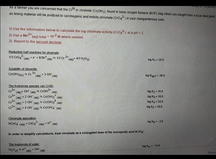 Use the information below to calculate the log | Chegg.com