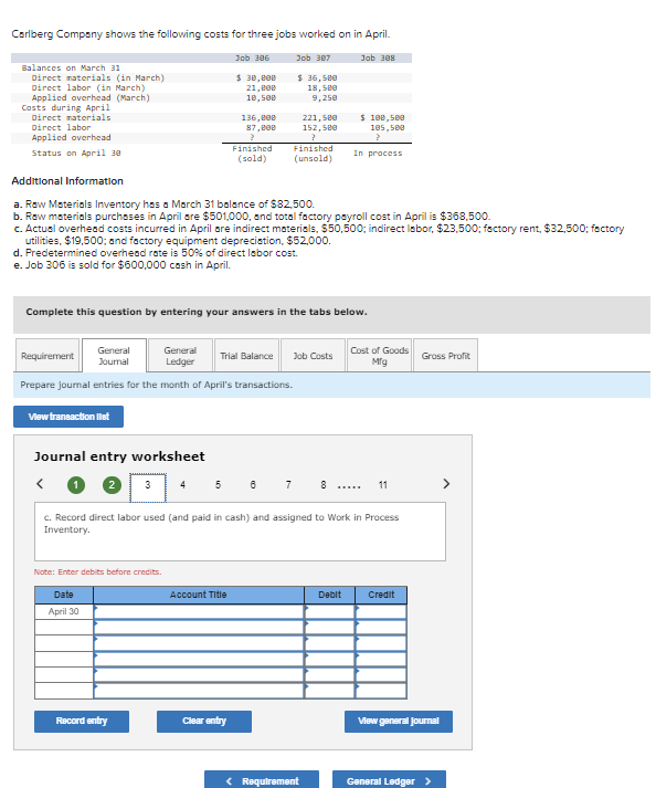 Solved How do I calculate direct labor used?Corlberg Company | Chegg.com