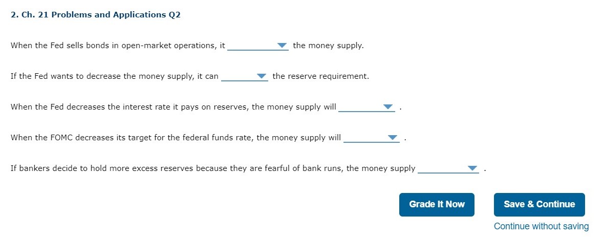 Solved 2. Ch. 21 Problems and Applications Q2 When the Fed | Chegg.com