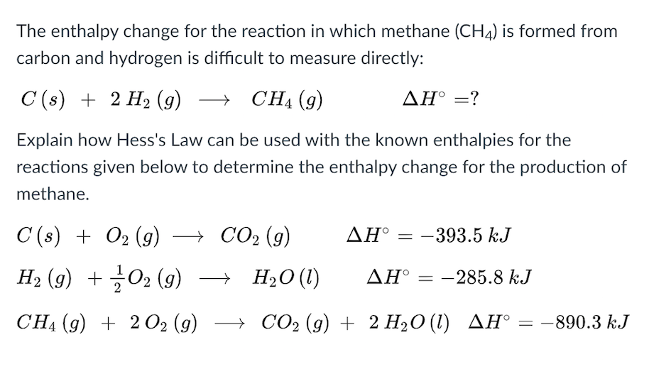Solved The enthalpy change for the reaction in which methane | Chegg.com