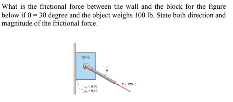 Solved What is the frictional force between the wall and the | Chegg.com