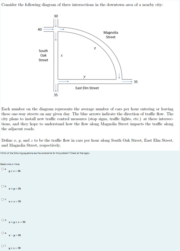 Solved Consider The Following Diagram Of Three Intersections | Chegg.com