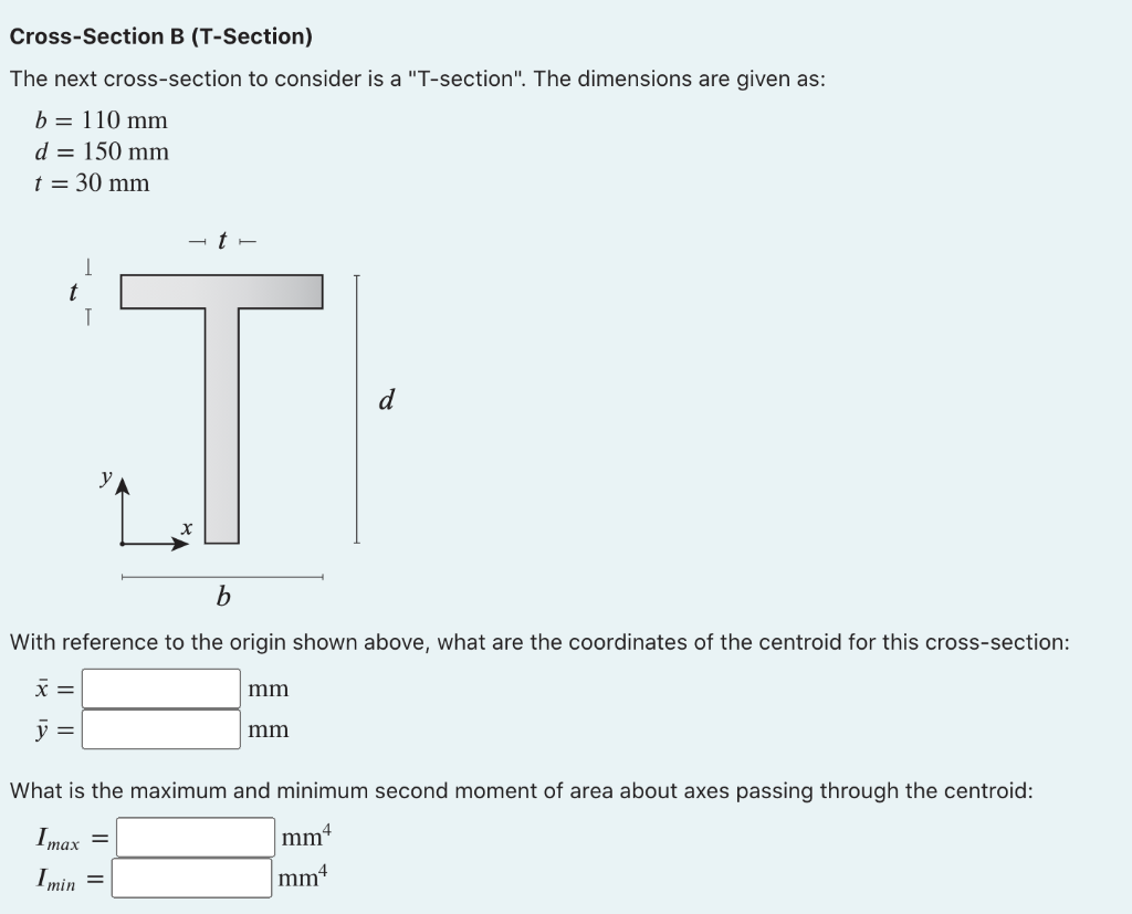 Solved Cross-Section B (T-Section) The Next Cross-section To | Chegg.com