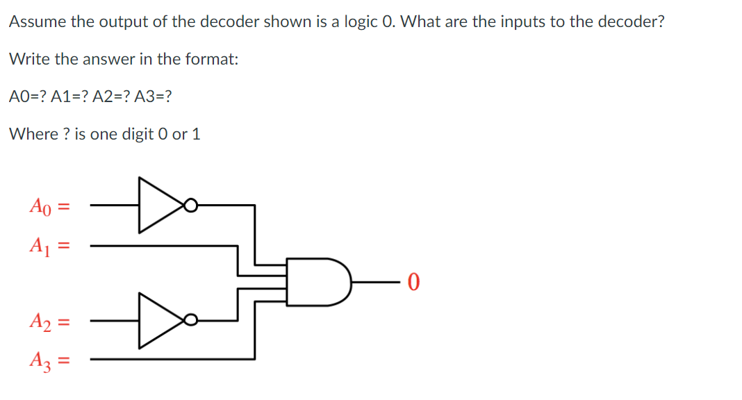 Solved Assume the output of the decoder shown is a logic 0 . | Chegg.com