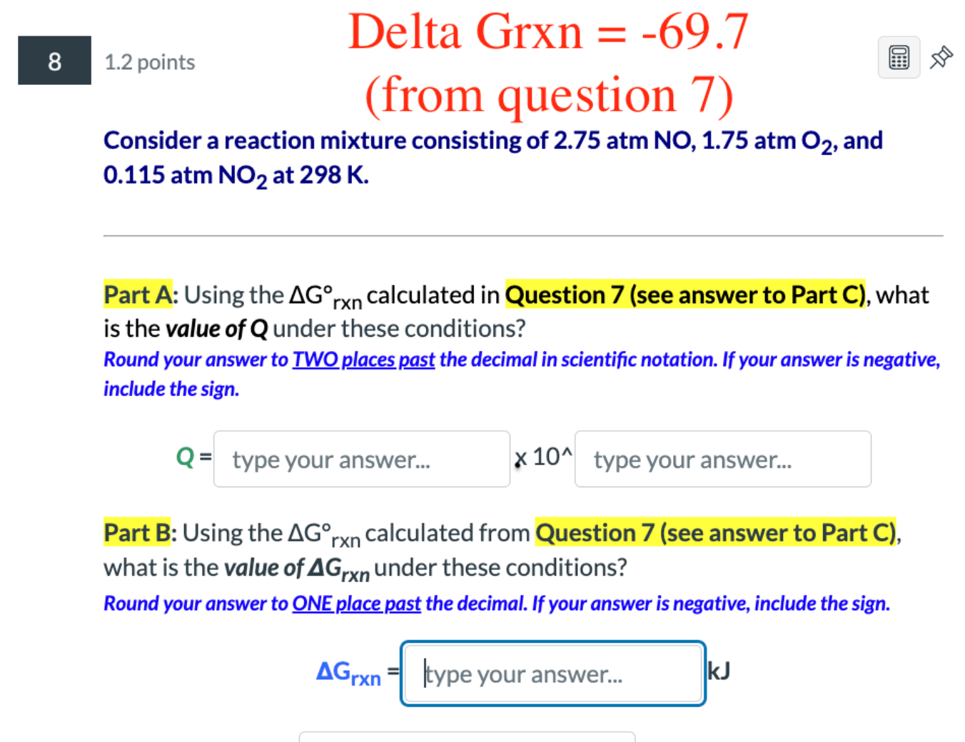 Solved Consider a reaction mixture consisting of 2.75 | Chegg.com