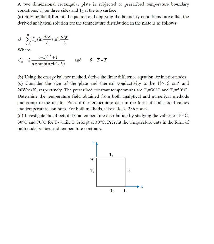 Solved A two dimensional rectangular plate is subjected to | Chegg.com