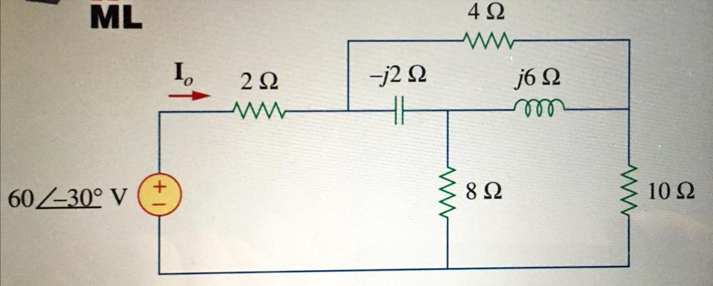 Solved ML 4 Ω I, j6 Ω 2 Ω M -j2 Ω 카 + 60-30° V 8 Ω 10 Ω W | Chegg.com