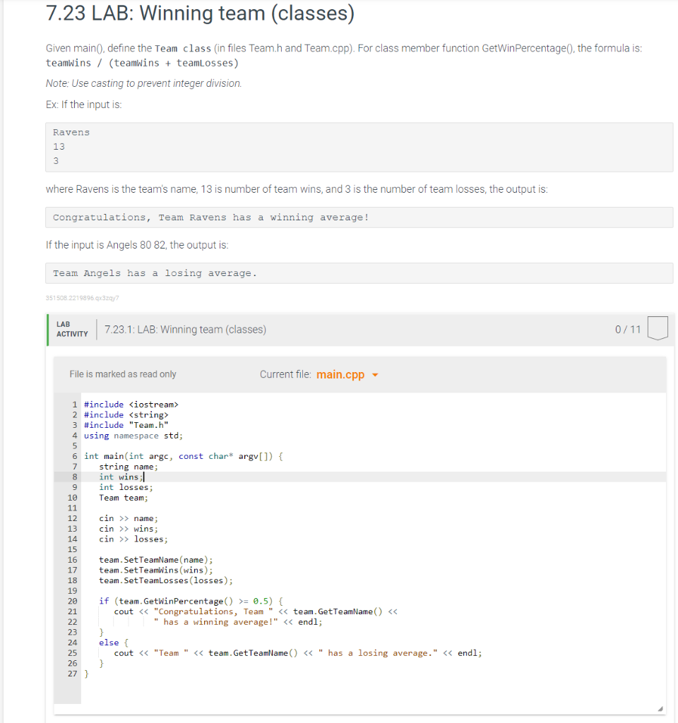 Solved in c++ code if you could the code that needs to be | Chegg.com