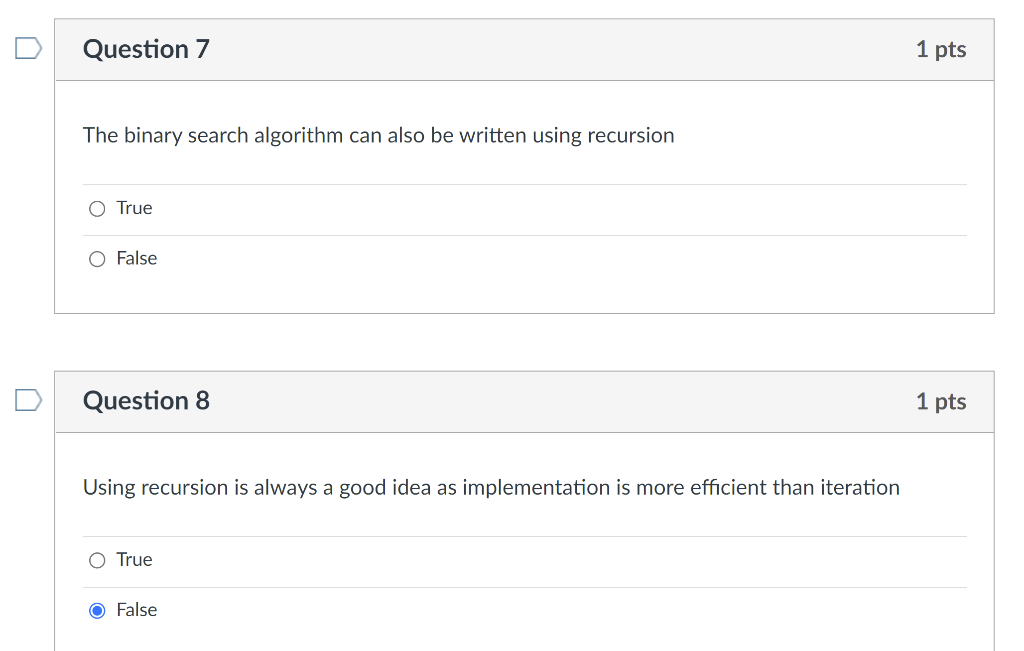 Solved Question 7 1 pts The binary search algorithm can also | Chegg.com