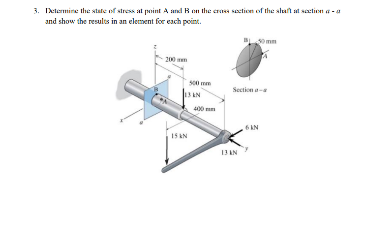 Solved 3. Determine the state of stress at point A and B on | Chegg.com