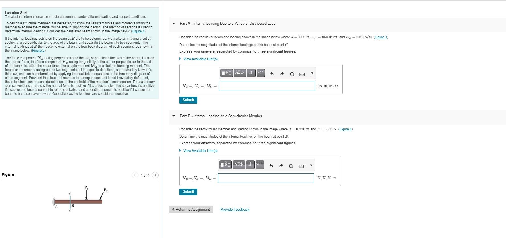 Solved Part A - Internal Loading Due to a Variable, | Chegg.com