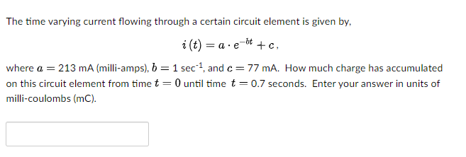 Solved The time varying current flowing through a certain | Chegg.com