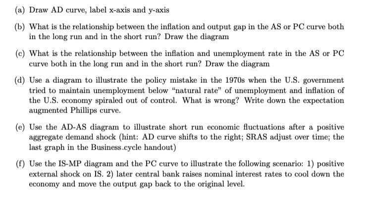 Solved (a) Draw AD curve, label x-axis and y-axis (b) What | Chegg.com