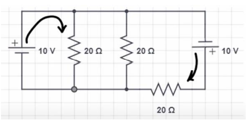 +
10 v
C-
20 ?
20 ?
+ 10 V
w
20 ?
