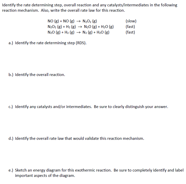 Solved Identify The Rate Determining Step, Overall Reaction | Chegg.com